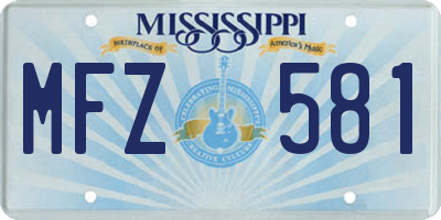 MS license plate MFZ581