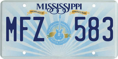 MS license plate MFZ583
