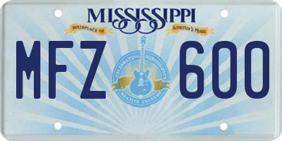 MS license plate MFZ600