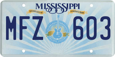 MS license plate MFZ603