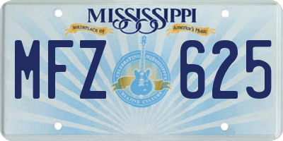 MS license plate MFZ625