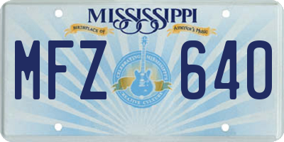 MS license plate MFZ640