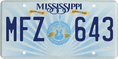 MS license plate MFZ643
