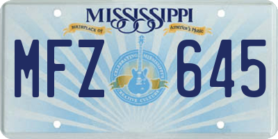 MS license plate MFZ645