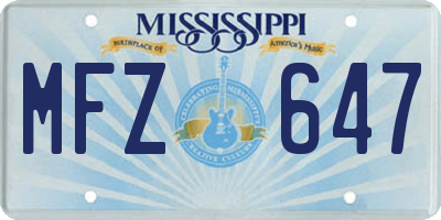 MS license plate MFZ647