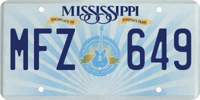 MS license plate MFZ649