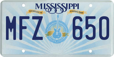 MS license plate MFZ650
