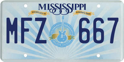MS license plate MFZ667