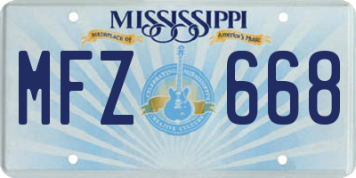 MS license plate MFZ668