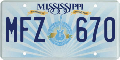 MS license plate MFZ670