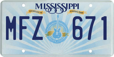 MS license plate MFZ671