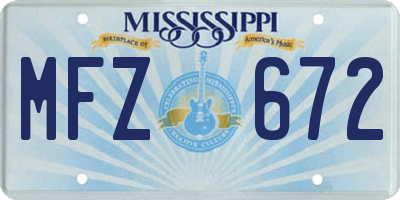 MS license plate MFZ672