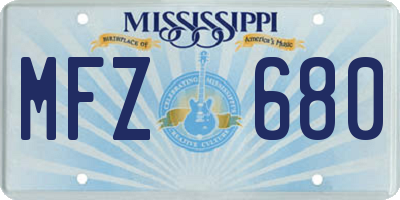 MS license plate MFZ680