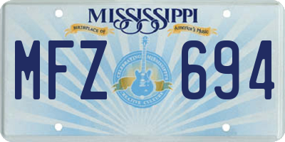 MS license plate MFZ694