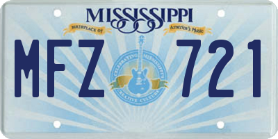 MS license plate MFZ721