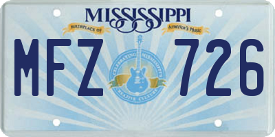 MS license plate MFZ726