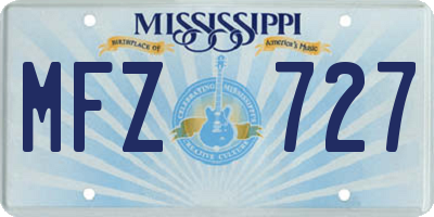 MS license plate MFZ727
