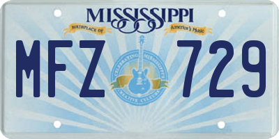 MS license plate MFZ729