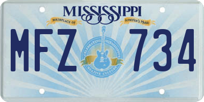 MS license plate MFZ734