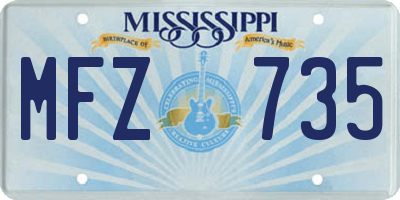 MS license plate MFZ735