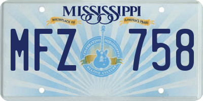 MS license plate MFZ758