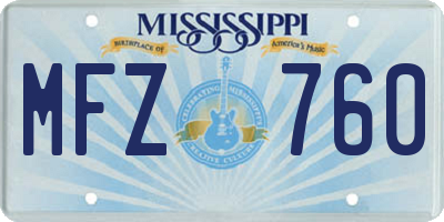 MS license plate MFZ760