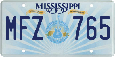 MS license plate MFZ765