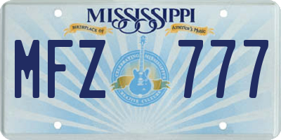 MS license plate MFZ777