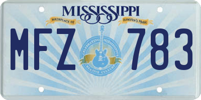 MS license plate MFZ783