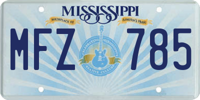 MS license plate MFZ785