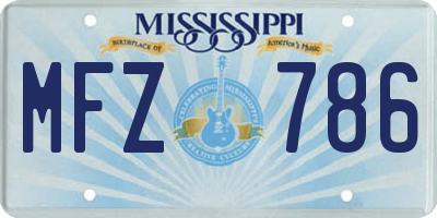 MS license plate MFZ786