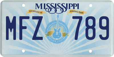 MS license plate MFZ789
