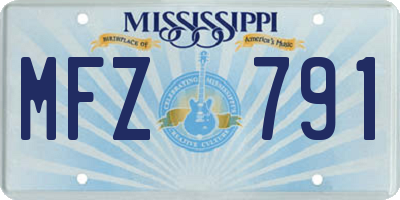 MS license plate MFZ791