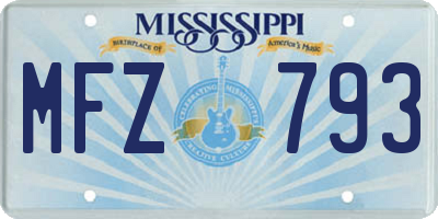 MS license plate MFZ793