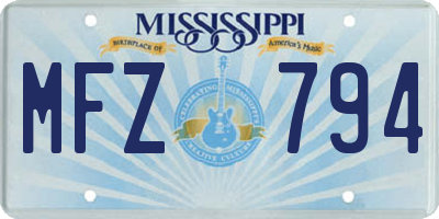 MS license plate MFZ794