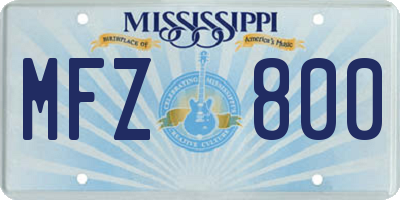 MS license plate MFZ800