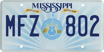 MS license plate MFZ802