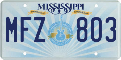 MS license plate MFZ803