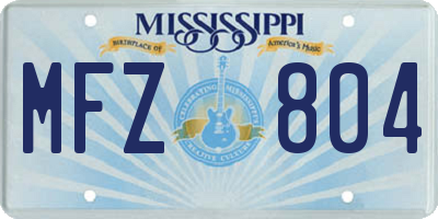 MS license plate MFZ804