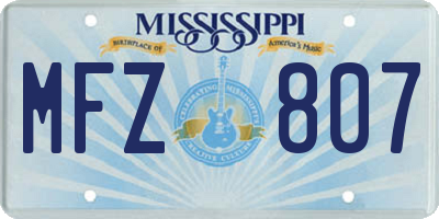 MS license plate MFZ807