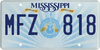 MS license plate MFZ818