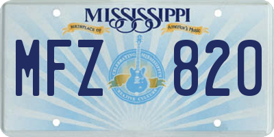 MS license plate MFZ820