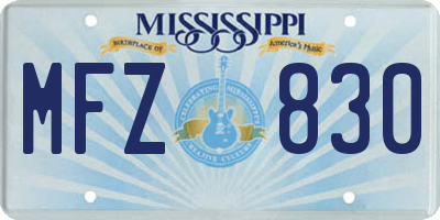 MS license plate MFZ830