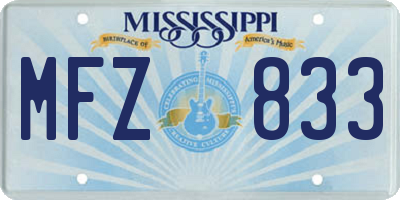 MS license plate MFZ833