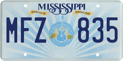 MS license plate MFZ835