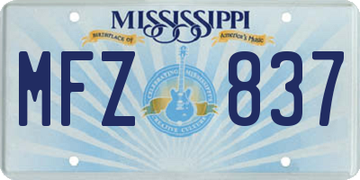MS license plate MFZ837