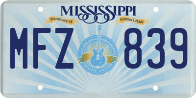 MS license plate MFZ839