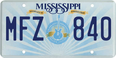 MS license plate MFZ840