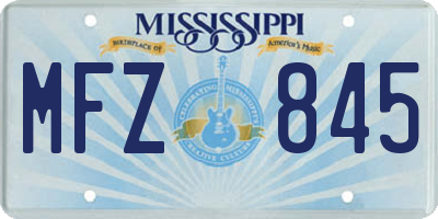 MS license plate MFZ845