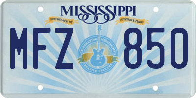 MS license plate MFZ850